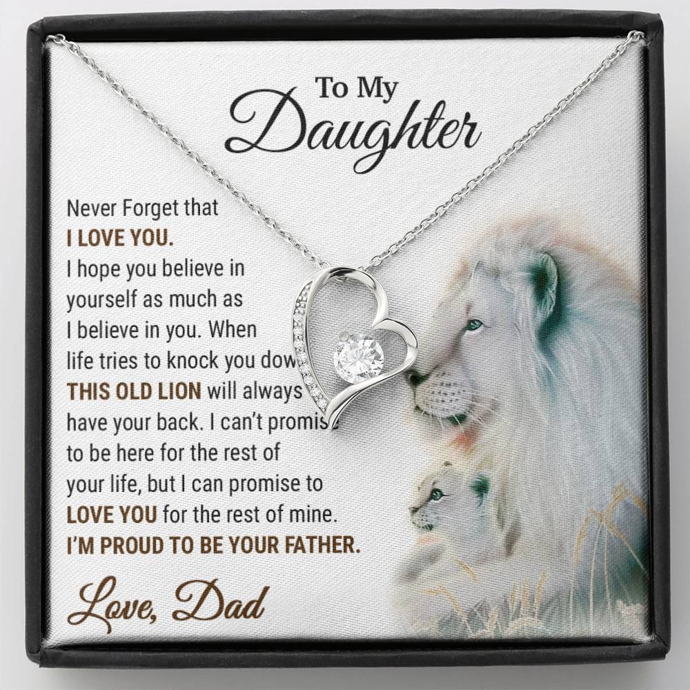 To My Daughter Necklace, Xmas Gift For Daughter From Dad, Daughter Father Lion