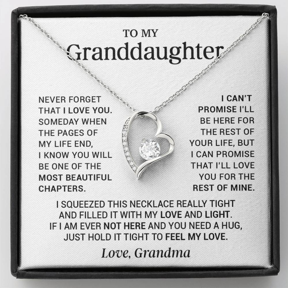 To My Granddaughter Love Grandma Heart Necklace Gift For Granddaughter Birthday