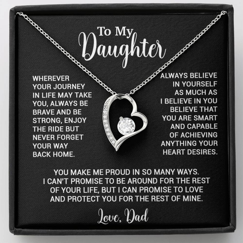 To My Daughter Necklace, Gift for Daughter from Dad, Father Daughter Necklace 3_6_Black