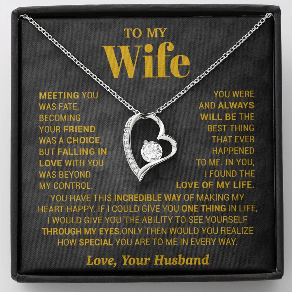 To My Wife Necklace, Meeting You Was Fate Love, Your Husband, Best Necklace For Wife_Gold