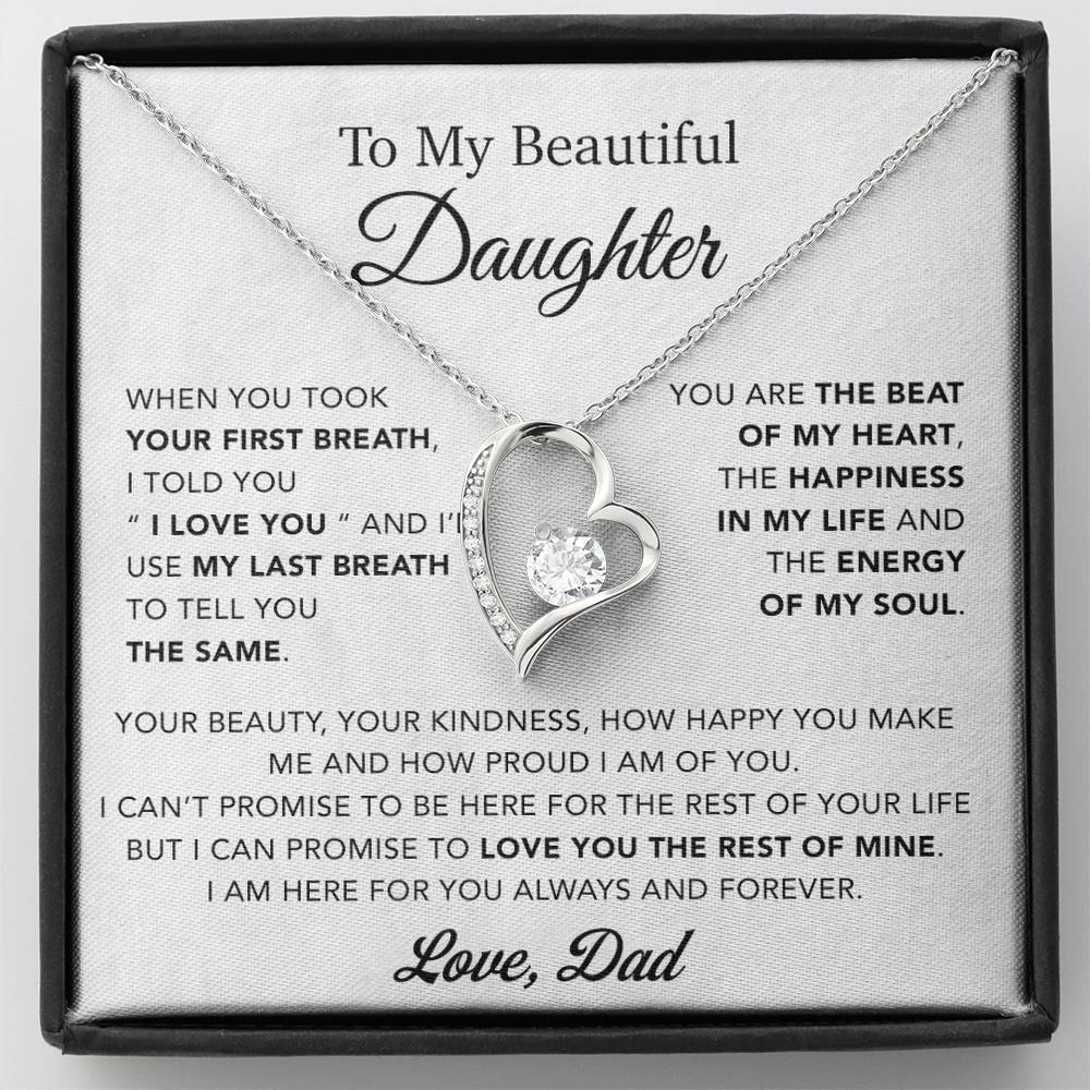 To My Daughter Necklace, Gift for Daughter from Dad, Father Daughter Necklace 10_4_White