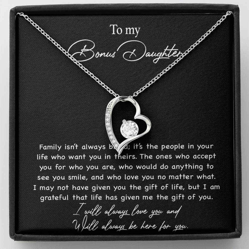 To my Bonus Daughter Necklace, Bonus Daughter, Step Daughter Gift 3-4_Black