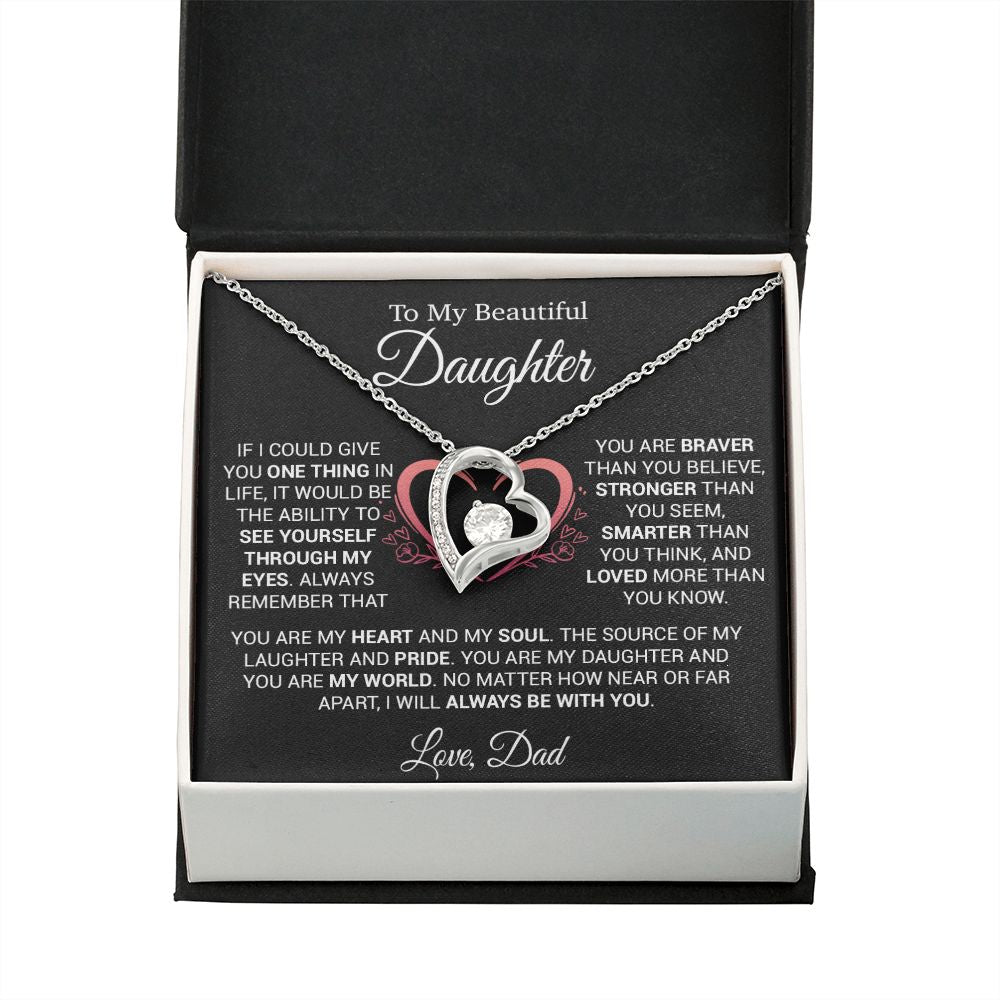 To My Daughter Necklace from Dad, Necklace for Daughter from Dad, Father Daughter Necklace