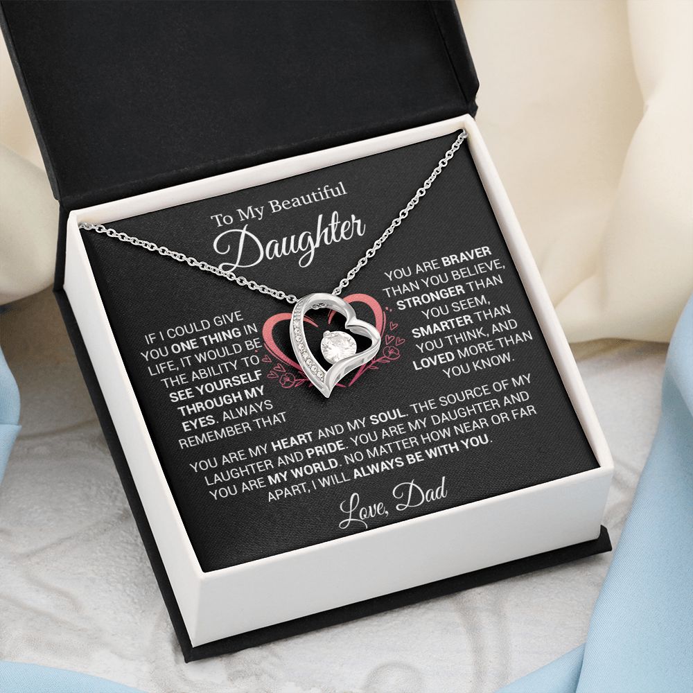 To My Daughter Necklace from Dad, Necklace for Daughter from Dad, Father Daughter Necklace