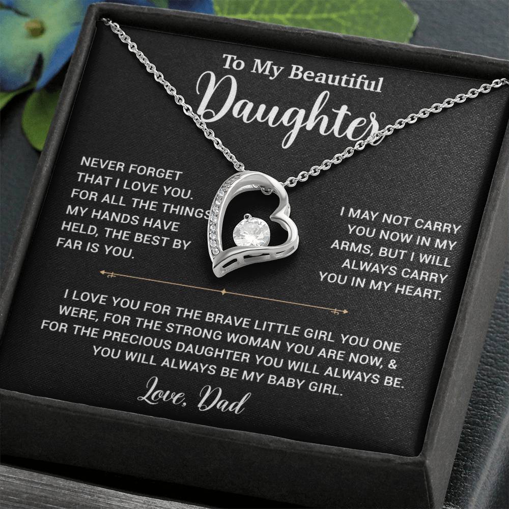 To My Daughter Necklace, Gift for Daughter from Dad, Father Daughter Necklace 14_6_Black