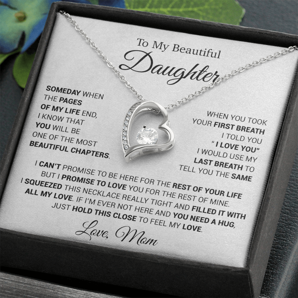 To My Daughter Necklace, Daughter Mother Necklace, Daughter Gift From Mom 13_5_White
