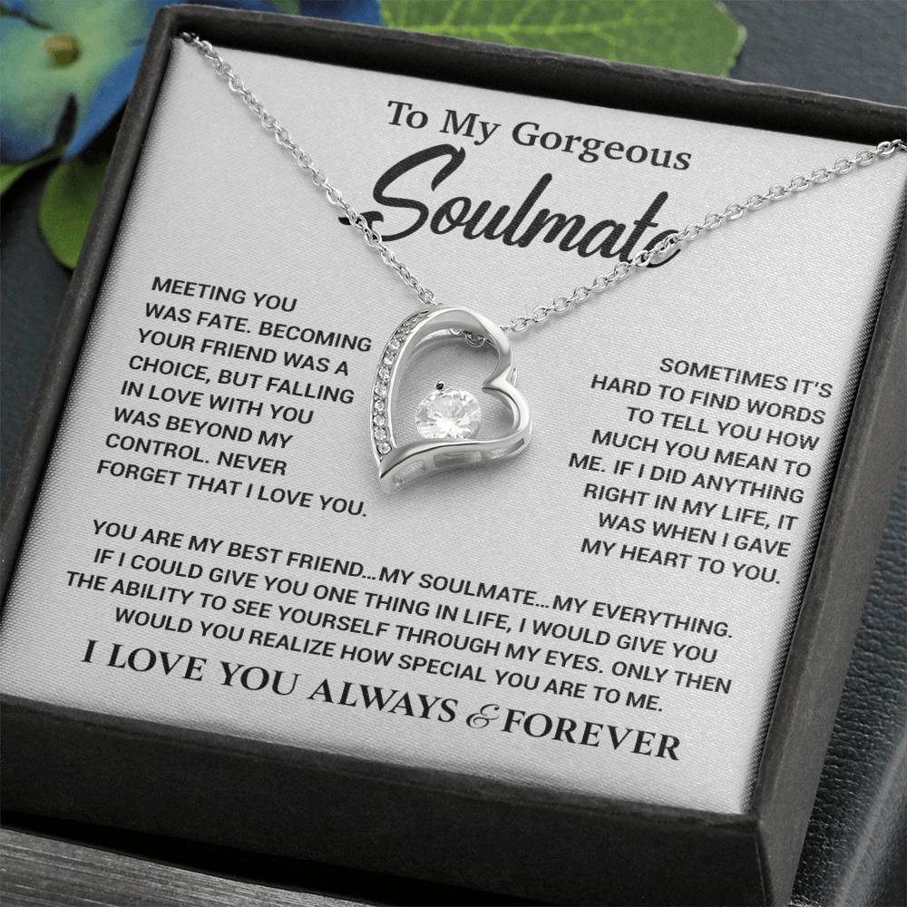 To My Gorgeous Soulmate Necklace, Soulmate Gift, Gift For Girlfriend, Christmas Gift 23_10_White