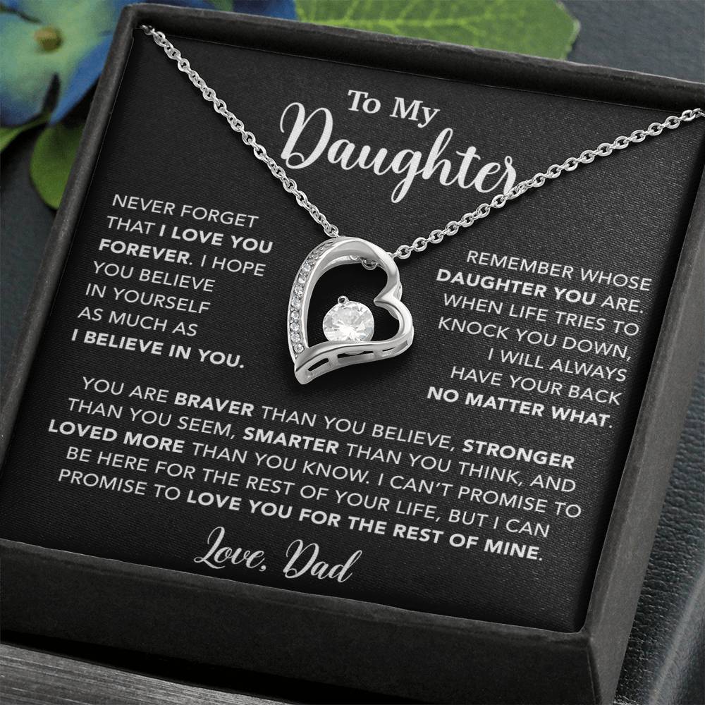 To My Daughter Necklace, Gift for Daughter from Dad, Father Daughter Necklace 7_4_Black