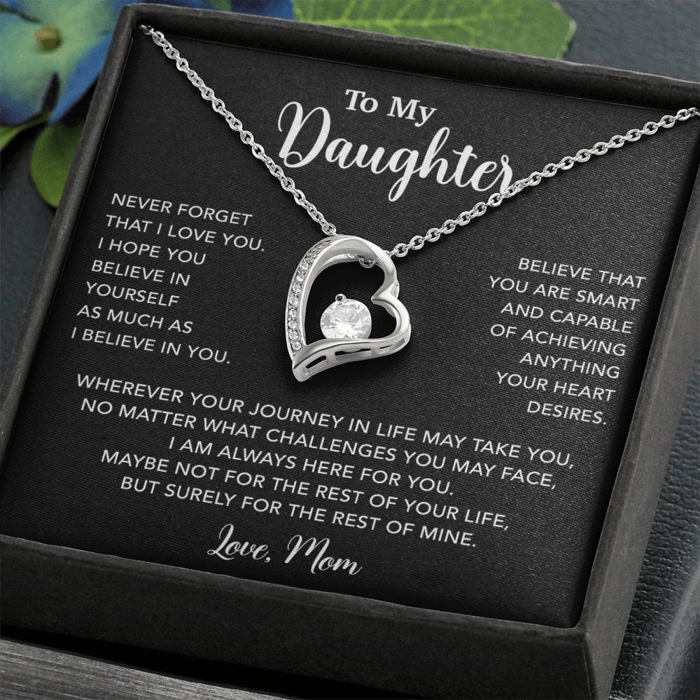 To My Daughter Necklace, Gift for Daughter from Mom, Mother Daughter Necklace 18_5_Black