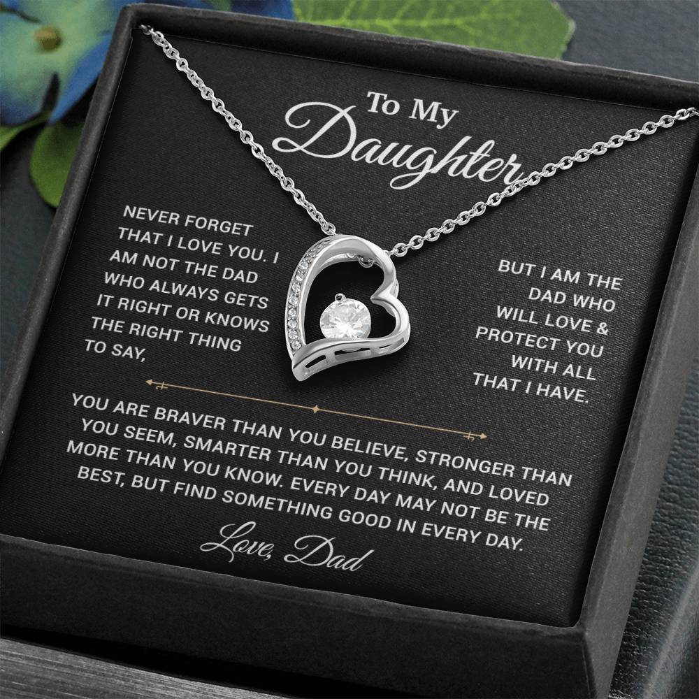 To My Daughter Necklace, Gift for Daughter from Dad, Father Daughter Necklace 25_3_Black