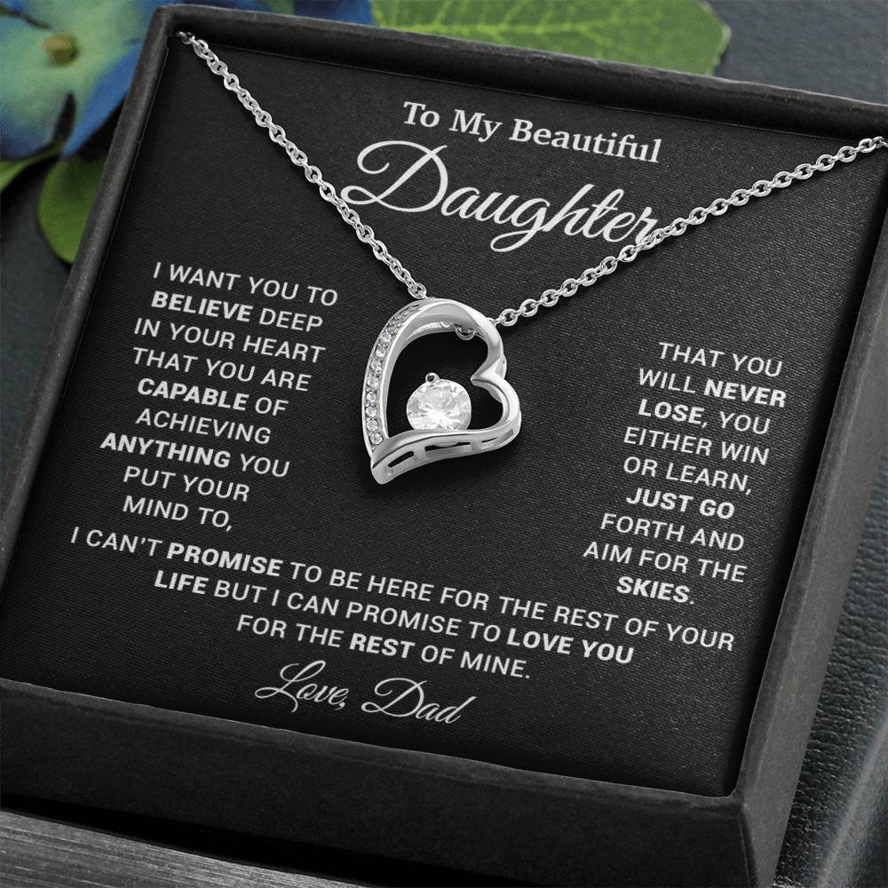 To My Daughter Necklace, Gift for Daughter from Dad, Father Daughter Necklace 26_2_Black
