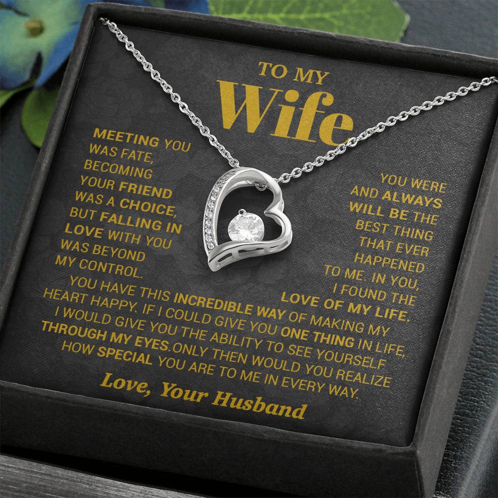 To My Wife Necklace, Meeting You Was Fate Love, Your Husband, Best Necklace For Wife_Gold