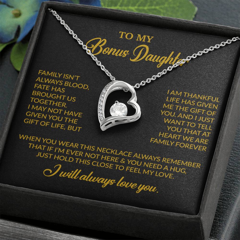 To My Bonus Daughter Necklace, Gift for Bonus Daughter, Step Daughter Birthday 2_10_Gold