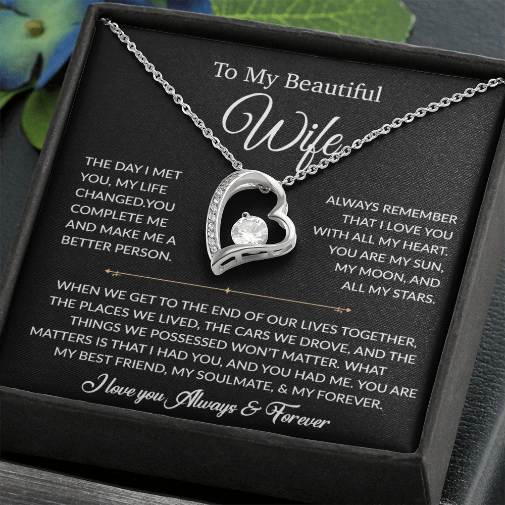 To My Wife Necklace, Gift For Wife, Anniversary Gift For Wife, Necklace For Wife 22_6_Black