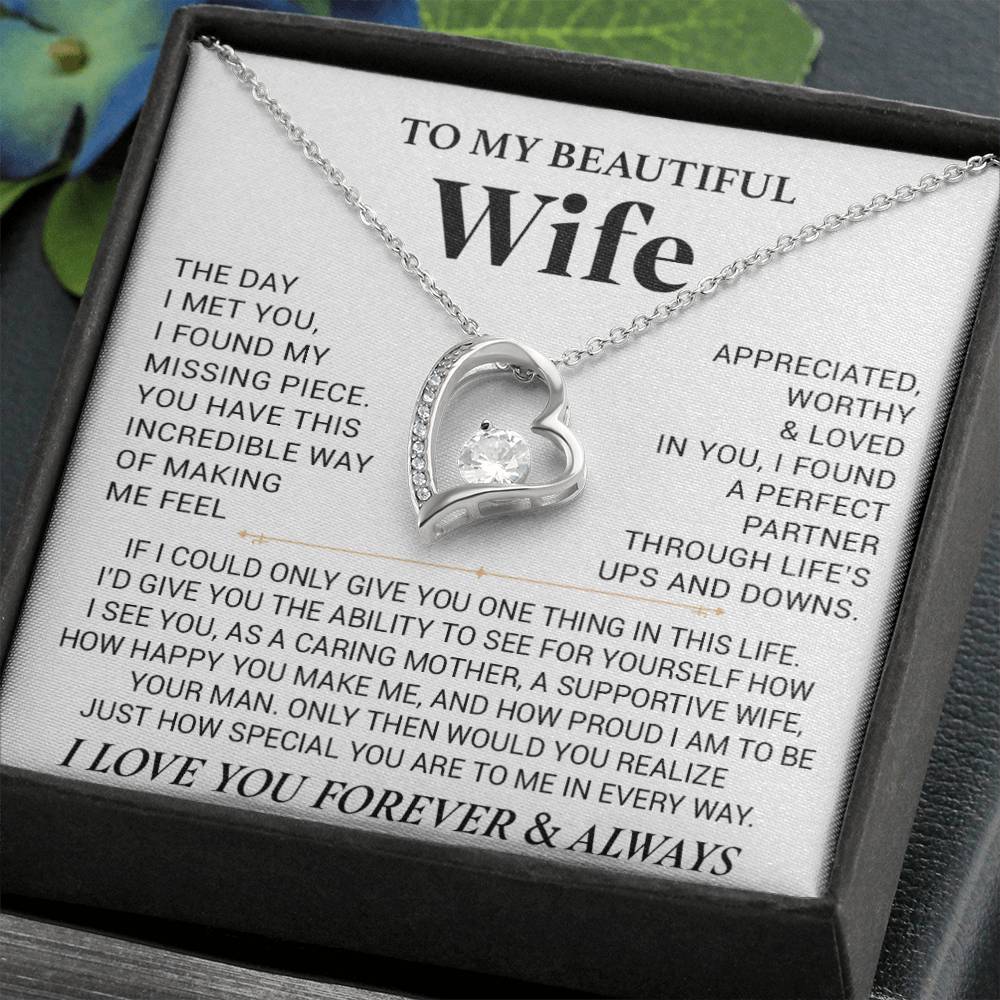 To My Wife Necklace, Anniversary Gift For Wife, Wife Birthday, Gift For Wife444_White