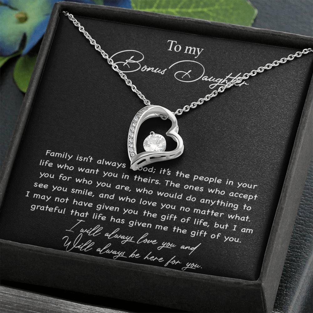 To my Bonus Daughter Necklace, Bonus Daughter, Step Daughter Gift 3-4_Black