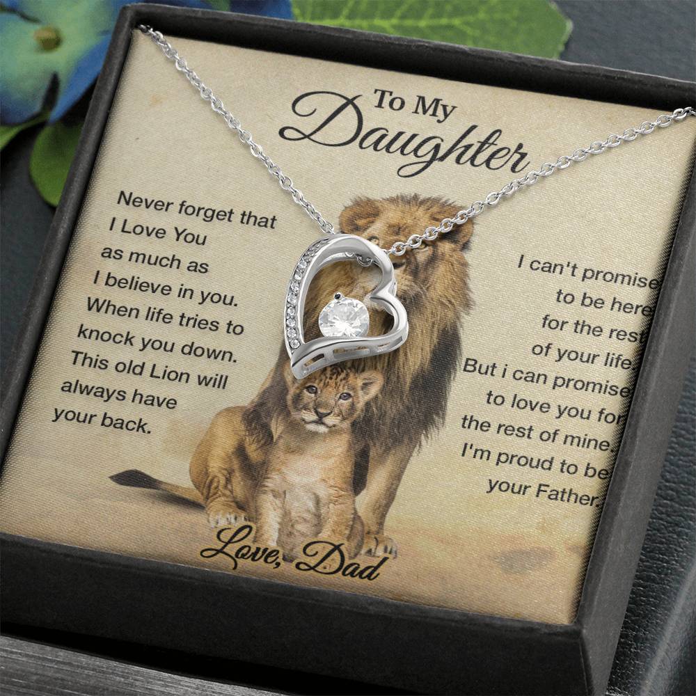 To My Daughter Necklace, Xmas Gift For Daughter From Dad, Daughter Father Lion