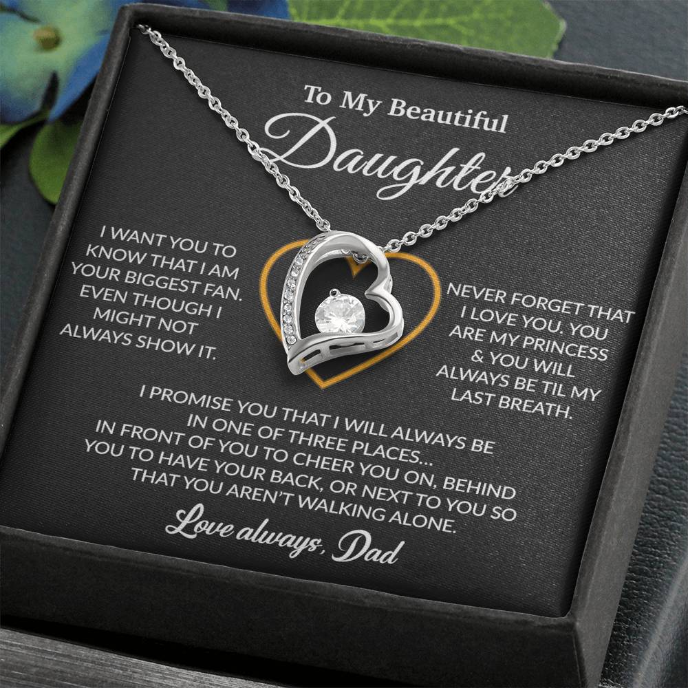 To My Daughter Necklace, Gift for Daughter from Dad, Father Daughter Necklace 17_6_Black