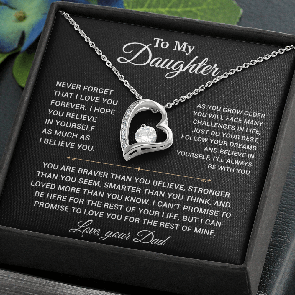 To My Daughter Necklace, Gift for Daughter from Dad, Father Daughter Necklace 15_2_Black