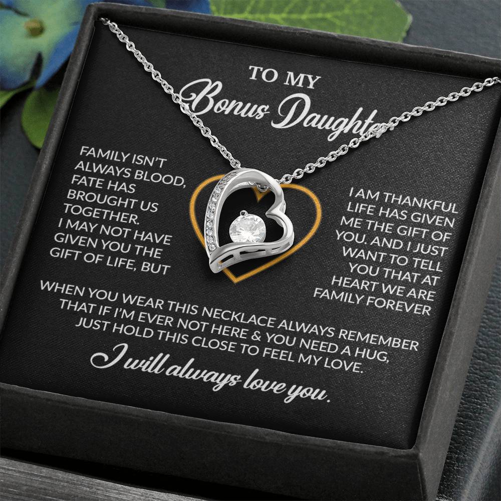 To My Bonus Daughter Necklace, Gift for Bonus Daughter, Step Daughter Birthday 24_12_Black