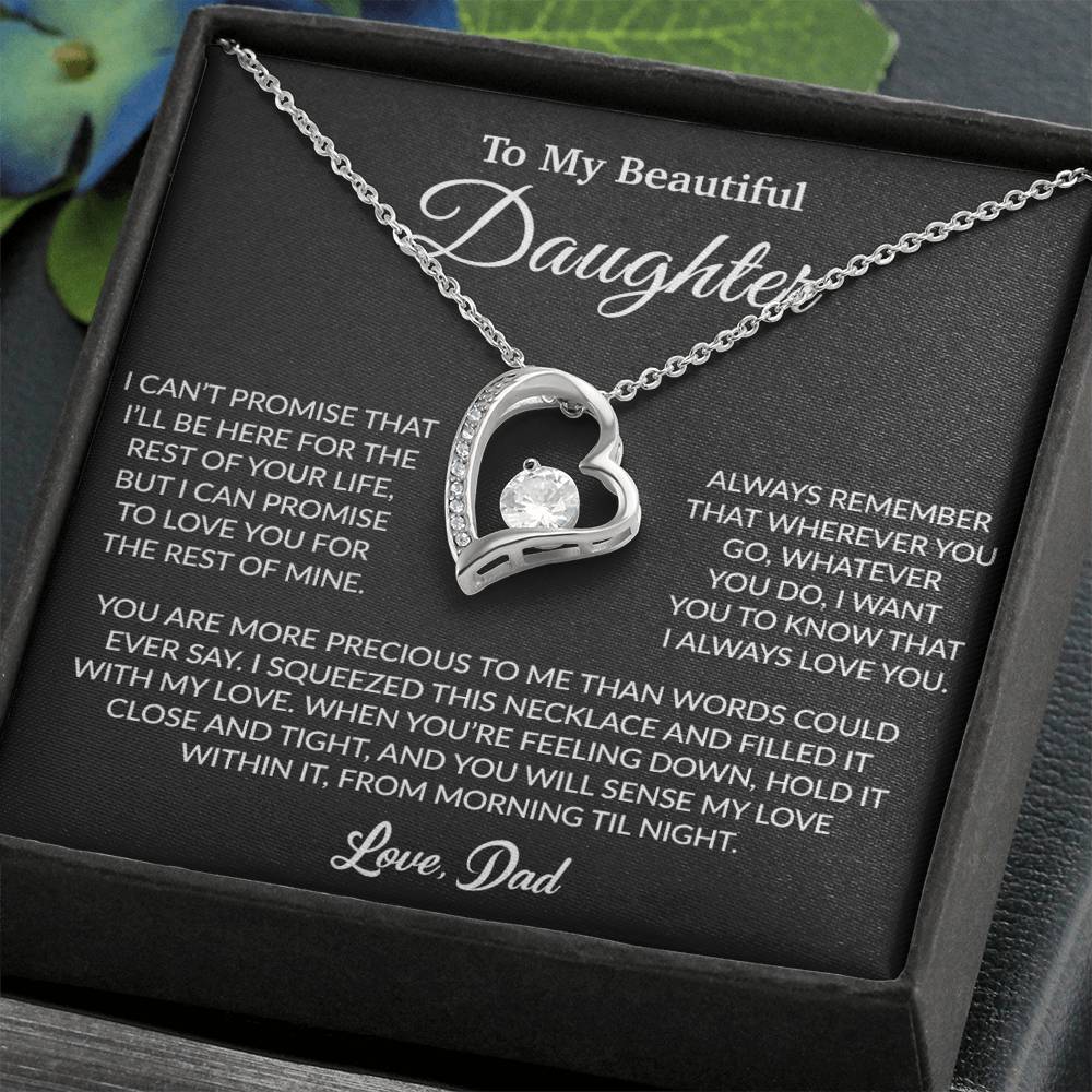 To My Daughter Necklace, Gift for Daughter from Dad, Father Daughter Necklace 8_6_Black