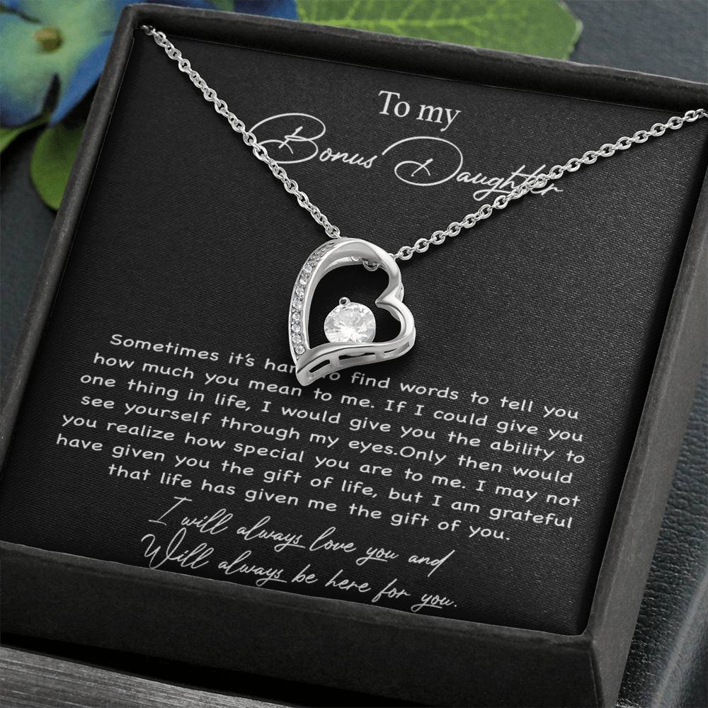 To my Bonus Daughter Necklace, Bonus Daughter, Step Daughter Gift 4-4_Black