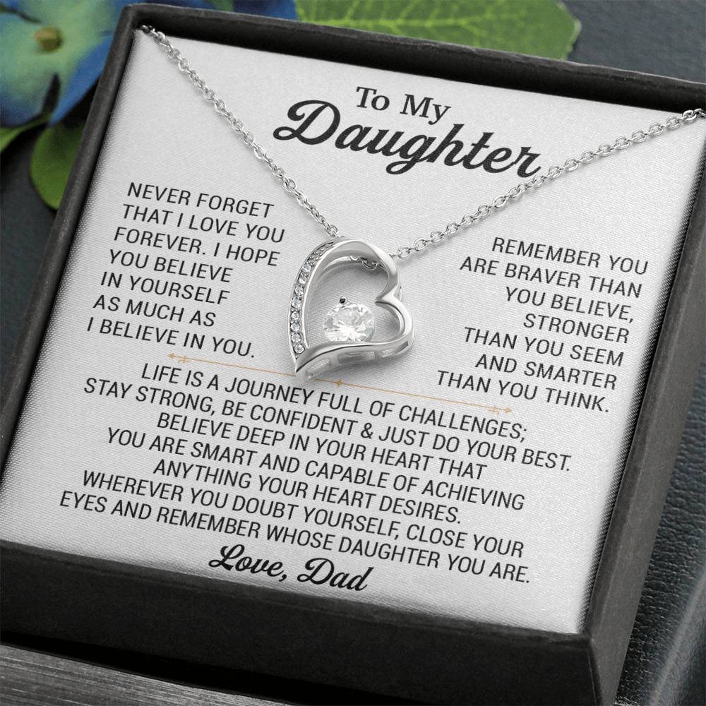 To My Daughter Necklace, Daughter Father Necklace, Daughter Gift From Dad 28_8_White