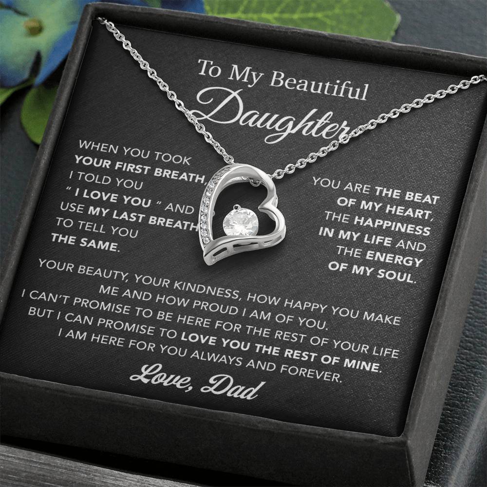 To My Daughter Necklace, Gift for Daughter from Dad, Father Daughter Necklace 10_4_Black