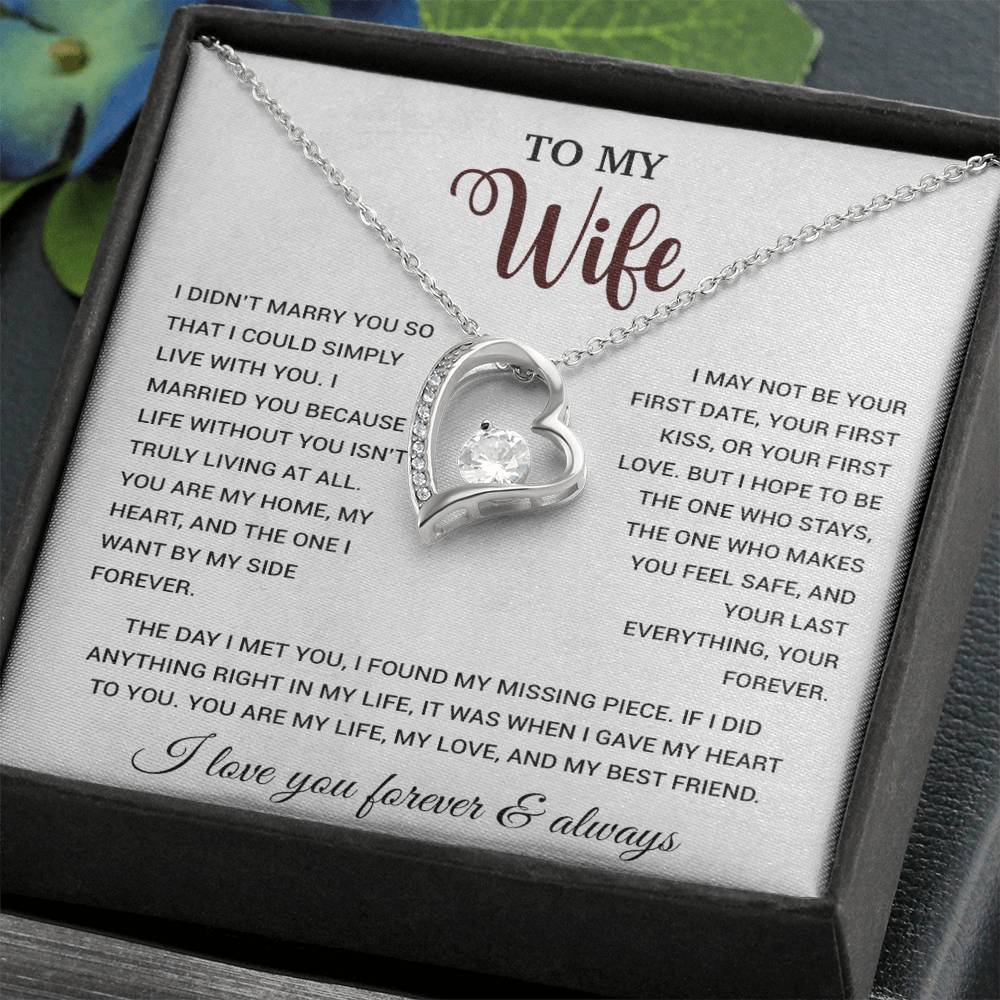 To My Wife Necklace, Gift For Wife, Anniversary Gift For Wife, Necklace For Wife 21_9_White