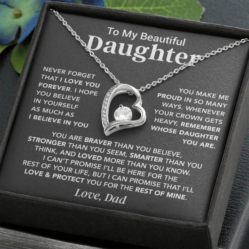 To My Daughter Necklace, Daughter Father Necklace, Daughter Gift From Dad_Gray