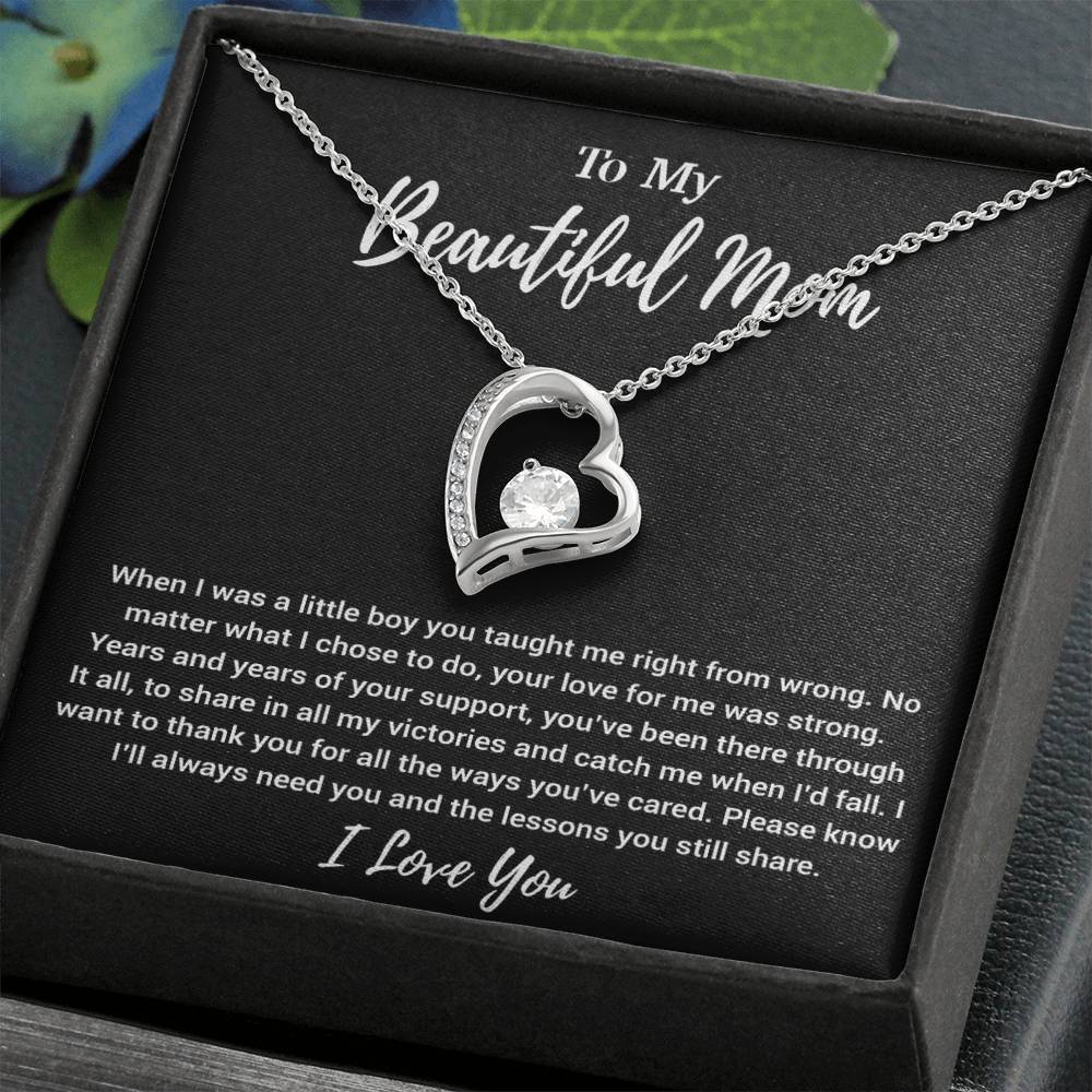 To My Beautiful Mom Necklace Mom Birthday Gift Mother's Day Gift Necklace For Mom From Son_Black