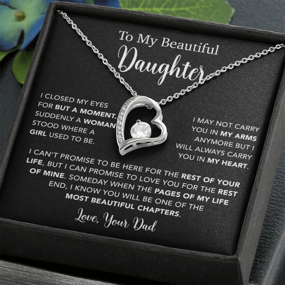 To My Daughter Necklace, Gift for Daughter from Dad, Father Daughter Necklace  22_5_Black