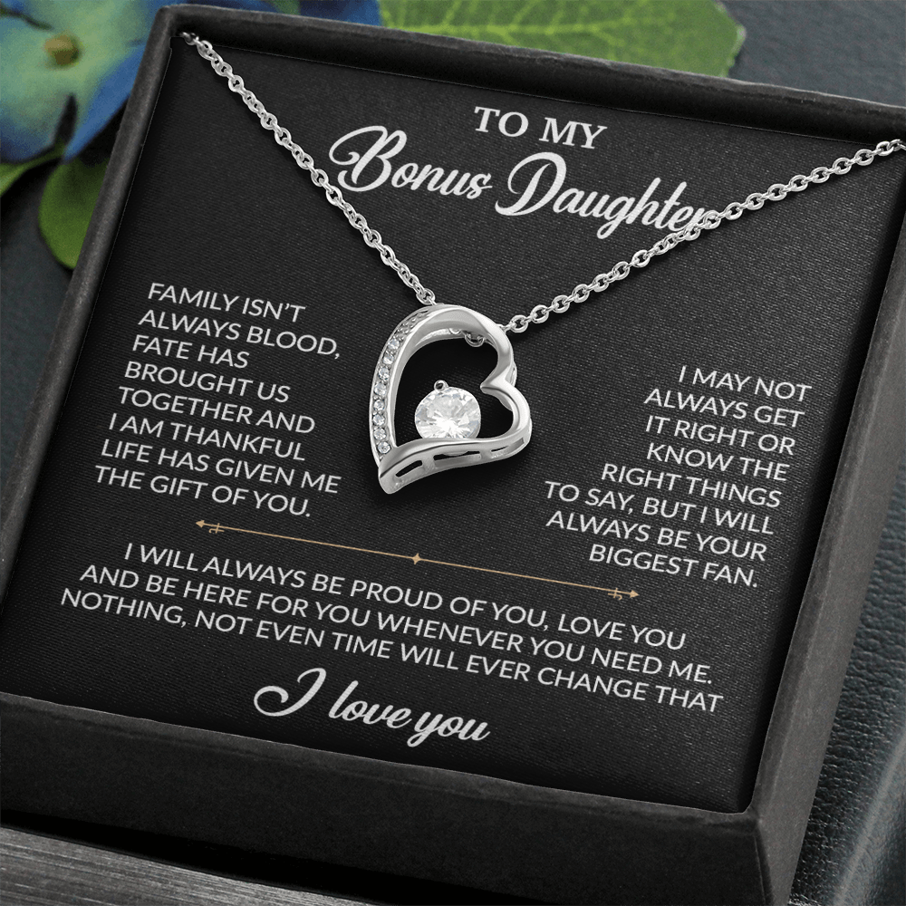 To My Bonus Daughter Necklace, Gift for Bonus Daughter, Step Daughter Birthday 20_2_Black