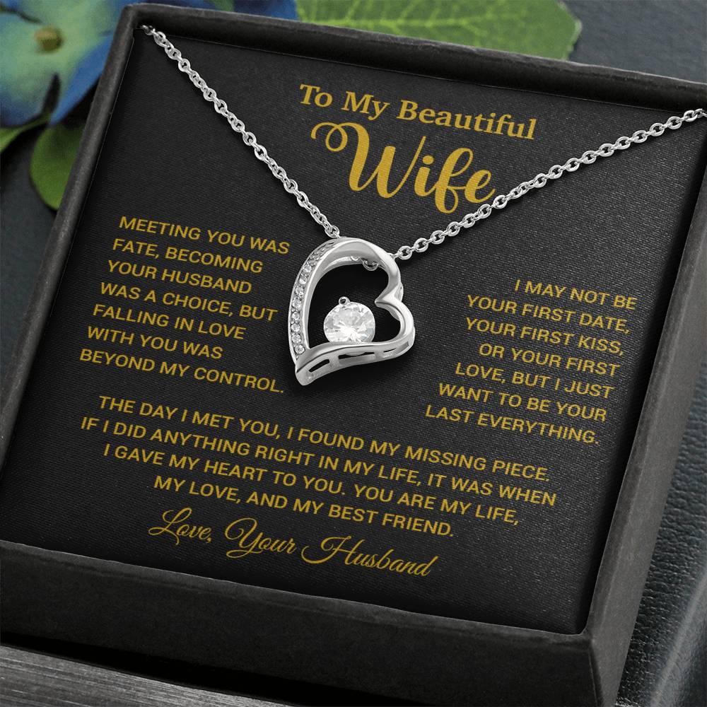 To My Wife Necklace, Wife Gift From Husband, Wife Husband Necklace, Christmas Gift 13_10_Gold