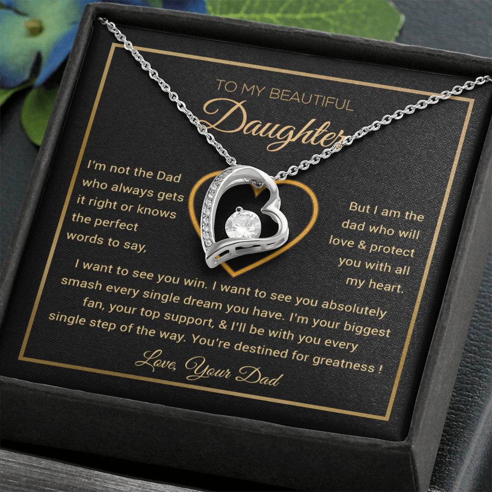To My Daughter Necklace, Gift for Daughter from Dad, Father Daughter Necklace 9_6_Gold