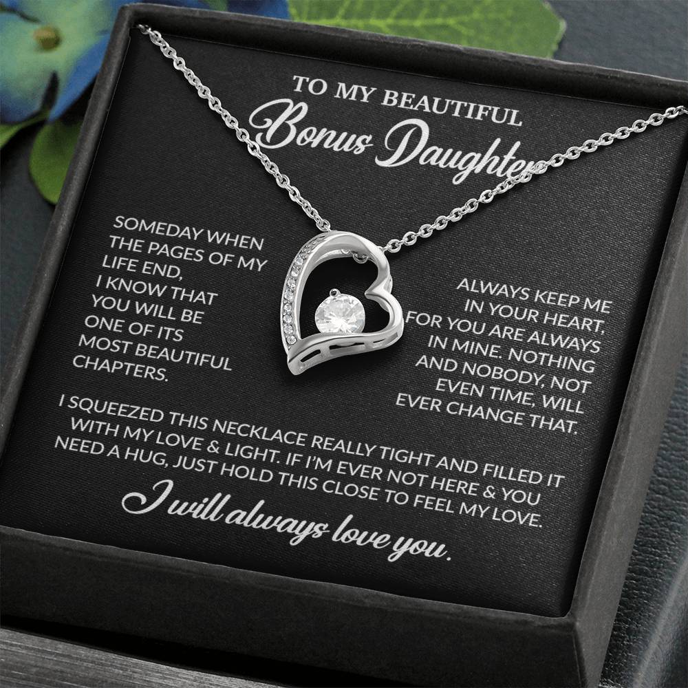 To My Bonus Daughter Necklace, Gift for Bonus Daughter, Step Daughter Birthday 25_11_Black