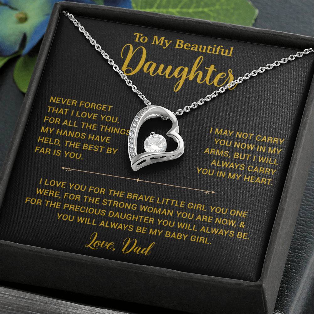 To My Daughter Necklace, Gift for Daughter from Dad, Father Daughter Necklace 14_6_Gold