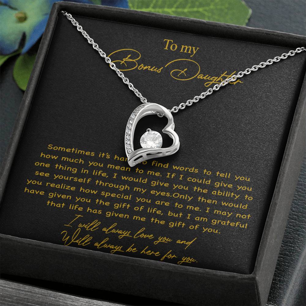 To my Bonus Daughter Necklace, Bonus Daughter, Step Daughter Gift 4-4_Gold