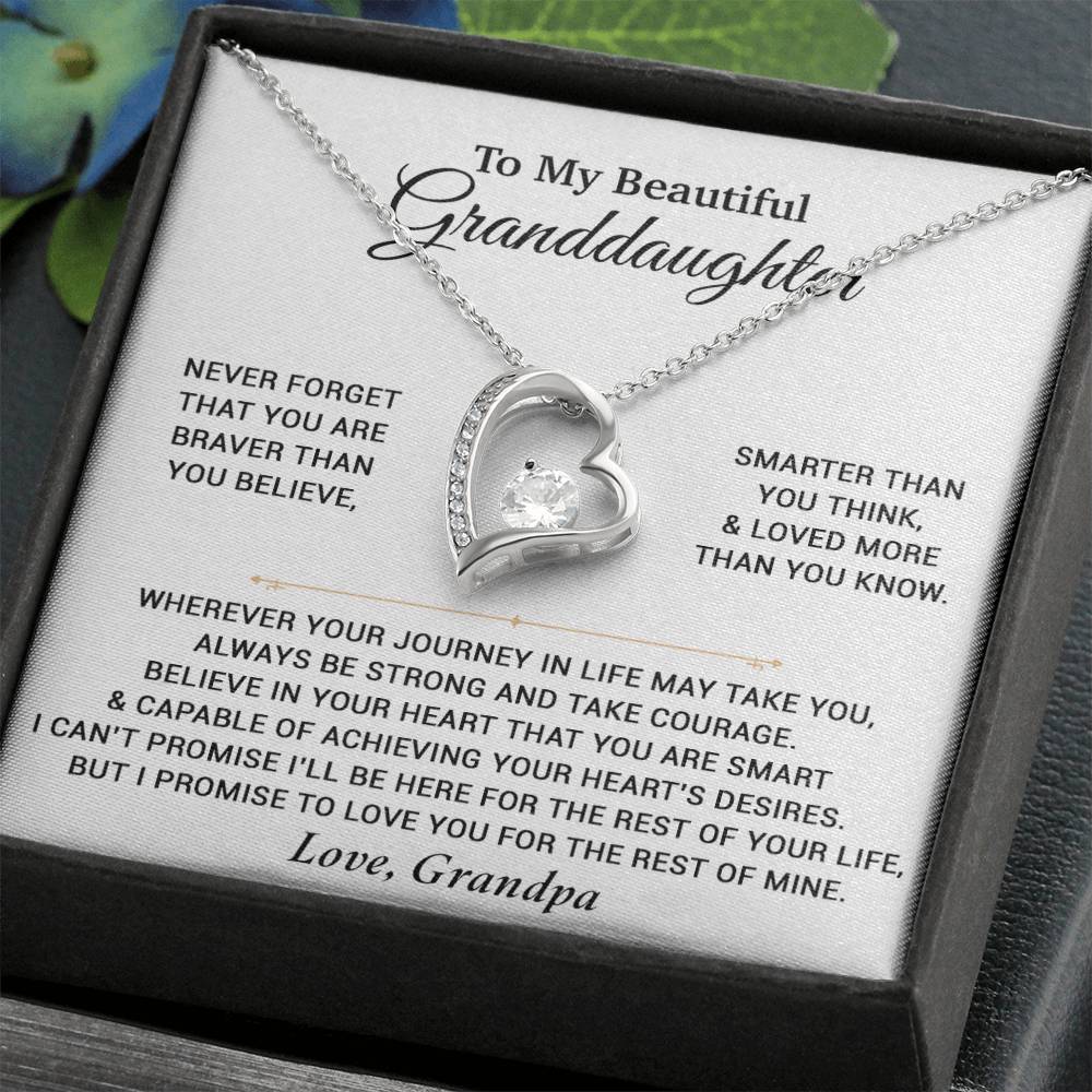 To My Granddaughter Necklace, Birthday Gift For Granddaughter, Birthday Gifts 9_6_White