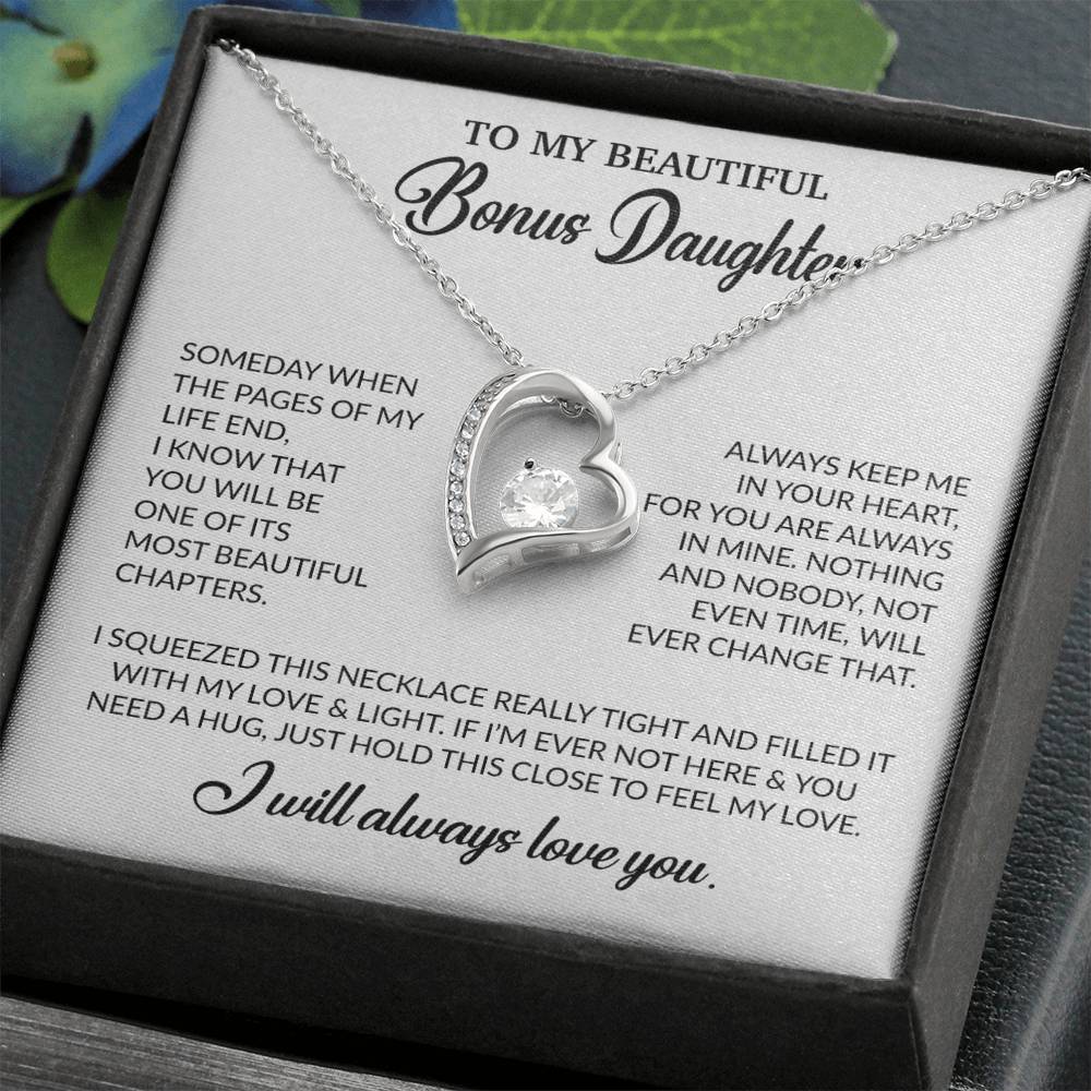 To My Bonus Daughter Necklace, Gift for Bonus Daughter, Step Daughter Birthday 25_11_White