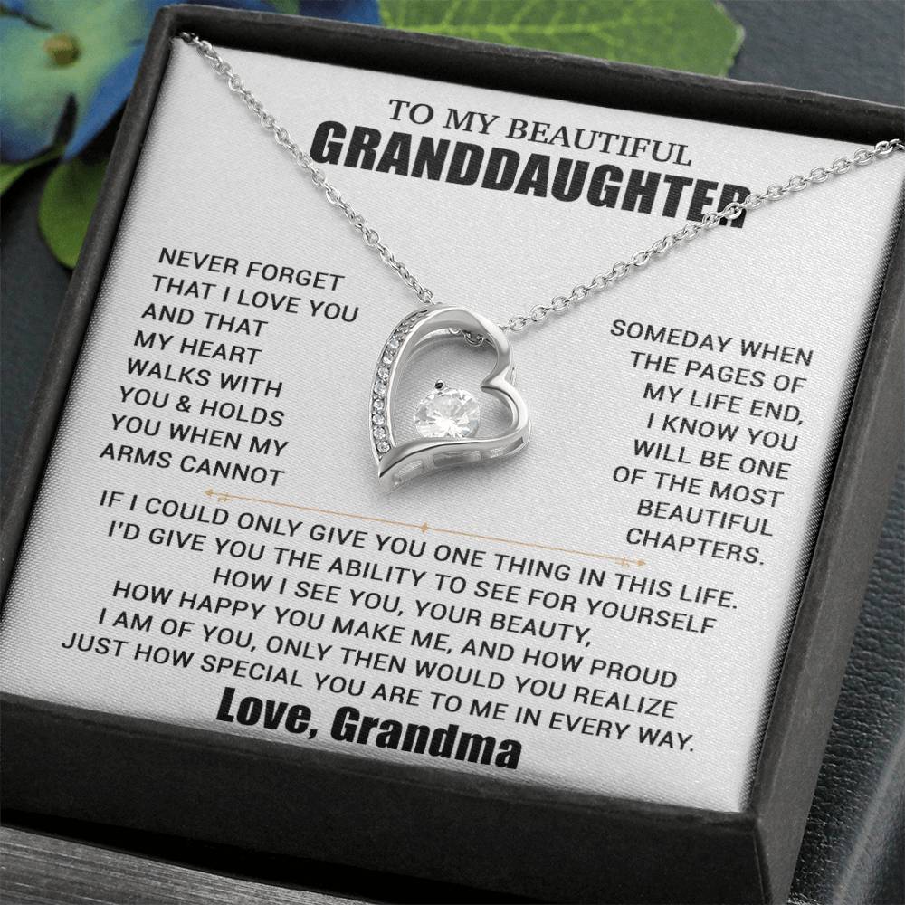 To My Granddaughter Necklace, Granddaughter Gift from Grandma, Christmas Gift 19_8_White