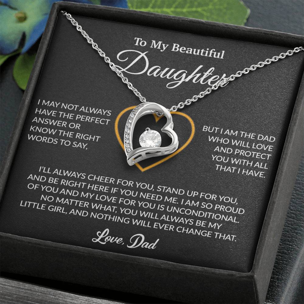 To My Daughter Necklace, Gift for Daughter from Dad, Father Daughter Necklace 7_6_Black