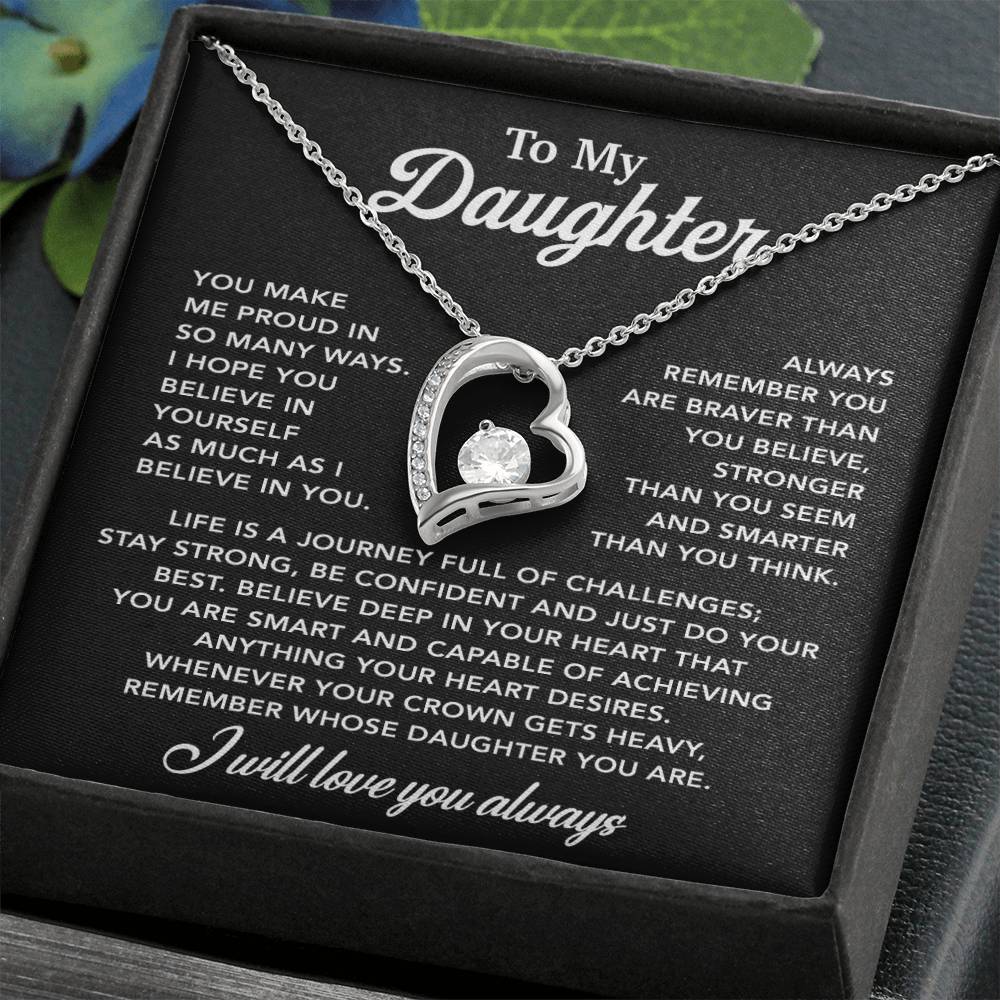 To My Daughter Necklace, Gift for Daughter from Dad, Father Daughter Necklace 24_3_Black