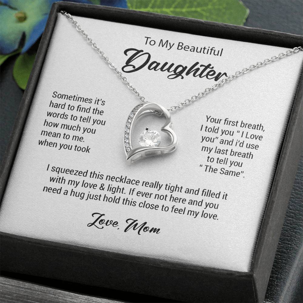 To My Daughter Necklace, Daughter Gift From Mom, Birthday Gift for Daughter_White