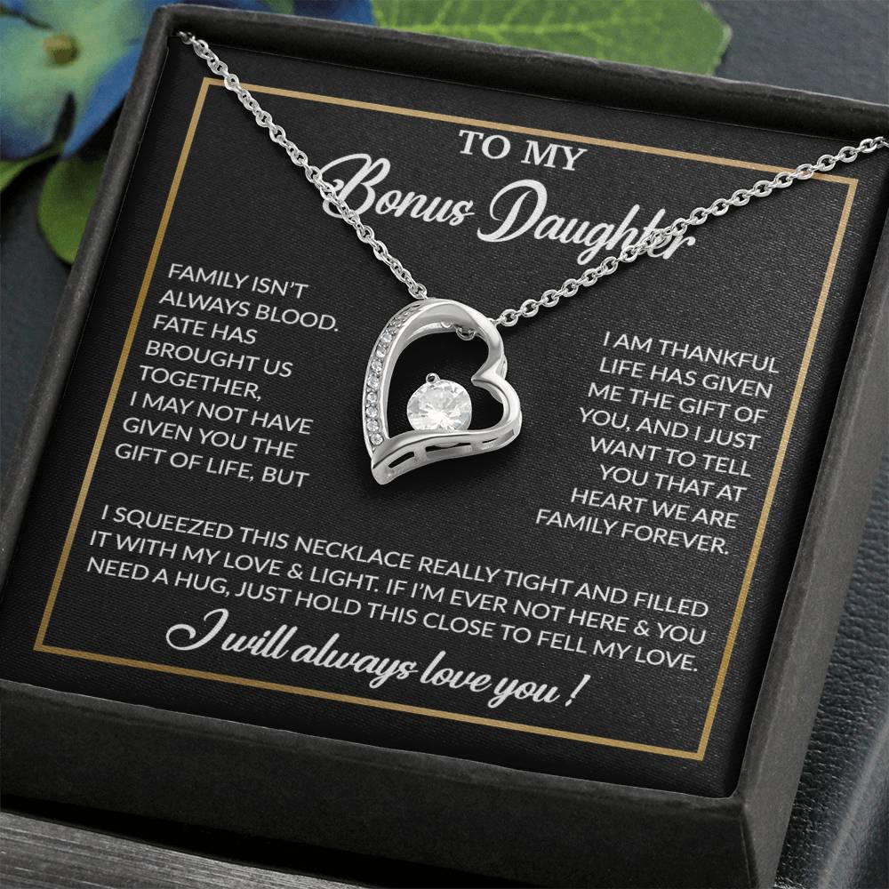 To My Bonus Daughter Necklace, Gift for Bonus Daughter, Step Daughter Birthday 3_12_Black