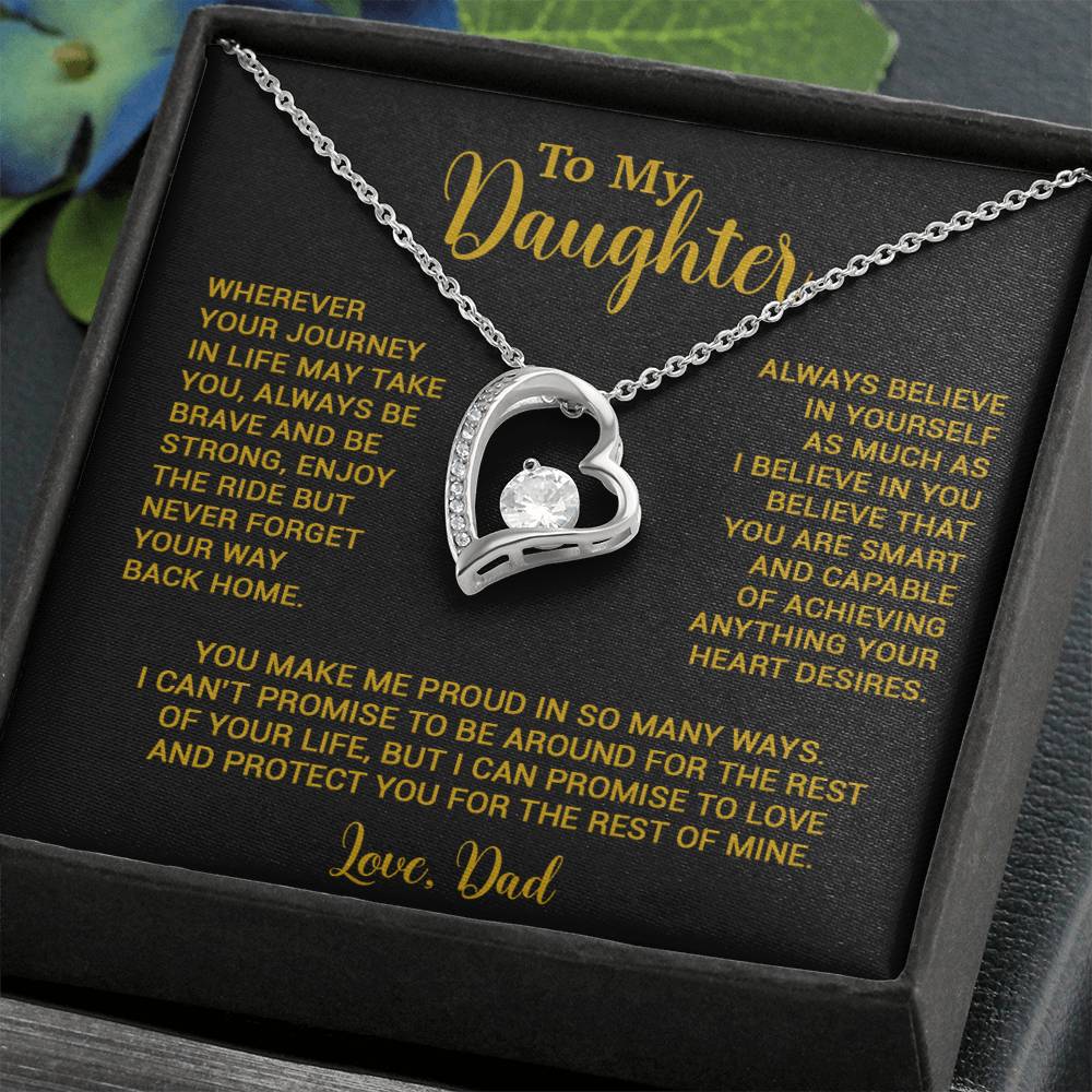 To My Daughter Necklace, Gift for Daughter from Dad, Father Daughter Necklace 3_6_Gold