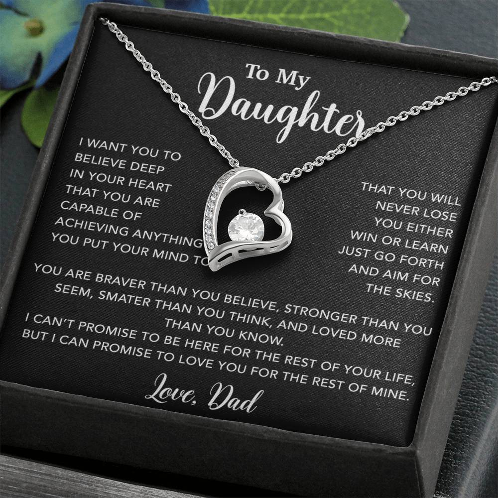 To My Daughter Necklace, Gift for Daughter from Dad, Father Daughter Necklace 18_5_Black