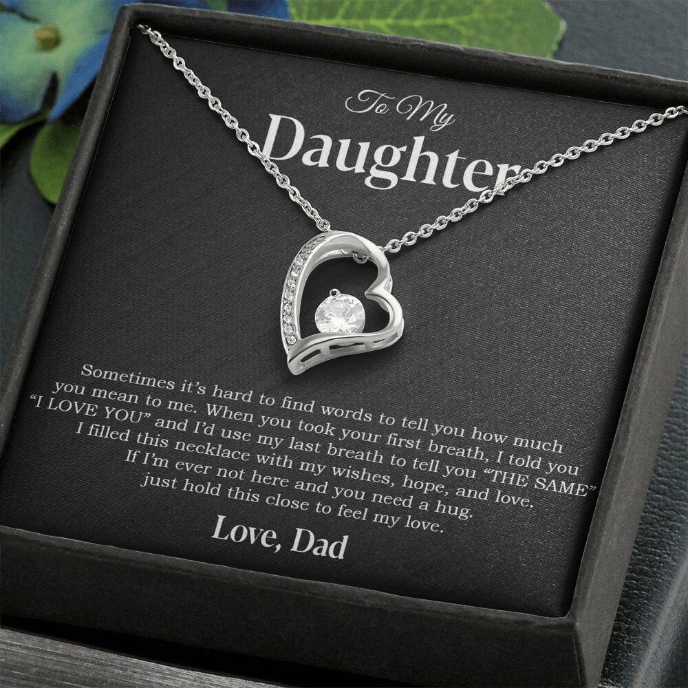 To My Daughter Necklace, Gift for Daughter from Dad, Father Daughter Necklace 14_4_Black