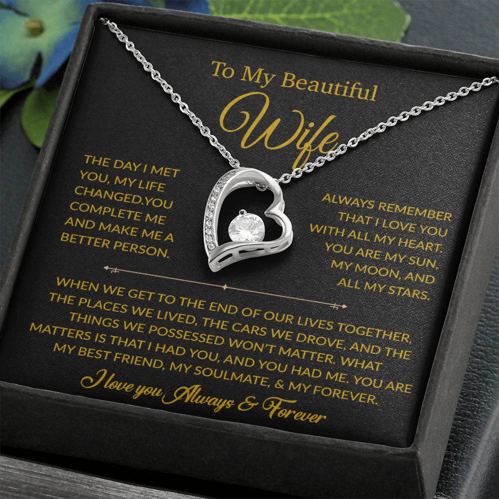 To My Wife Necklace, Gift For Wife, Anniversary Gift For Wife, Necklace For Wife 22_6_Gold
