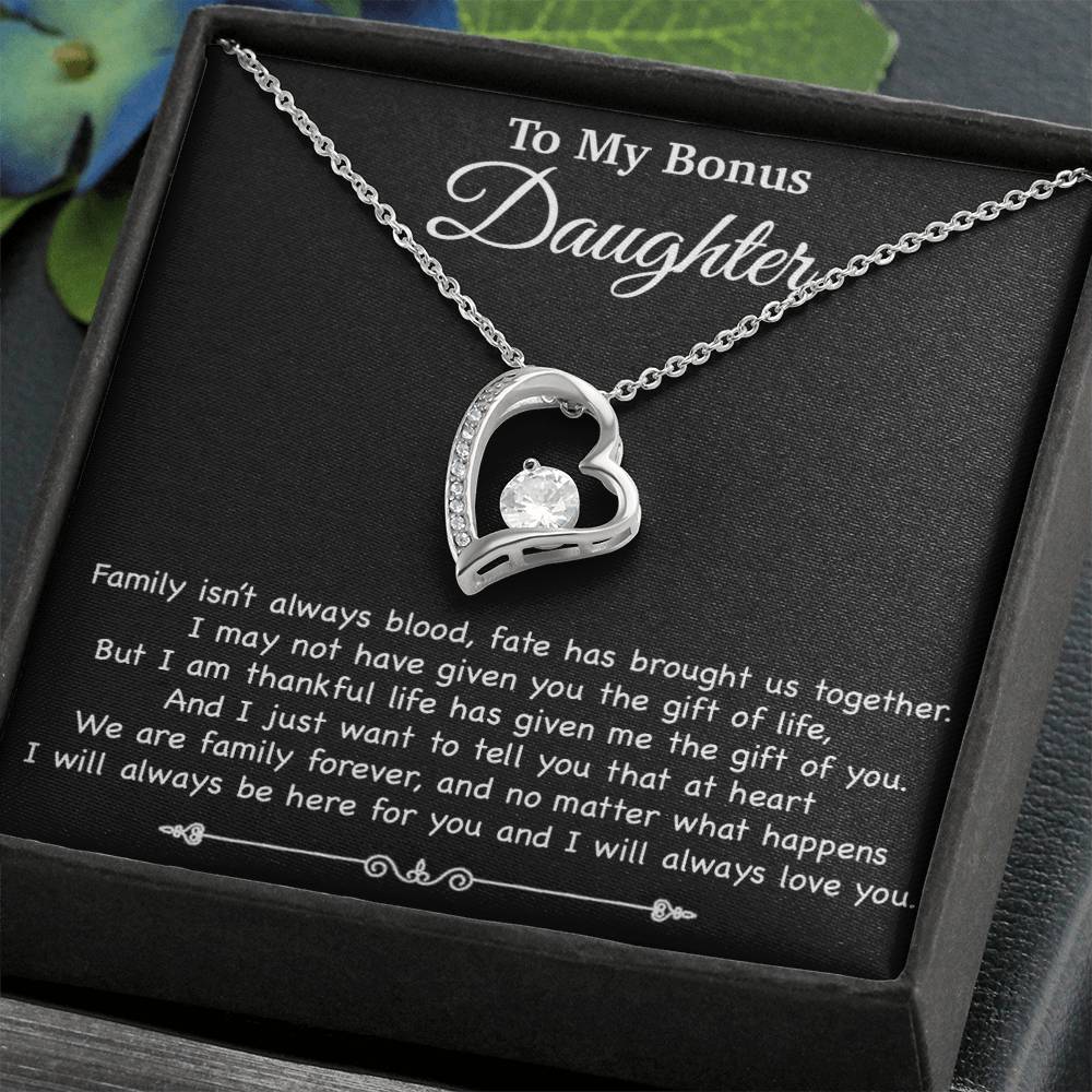 To My Bonus Daughter Necklace, Gift for Bonus Daughter, Step Daughter Birthday 2_11_Black